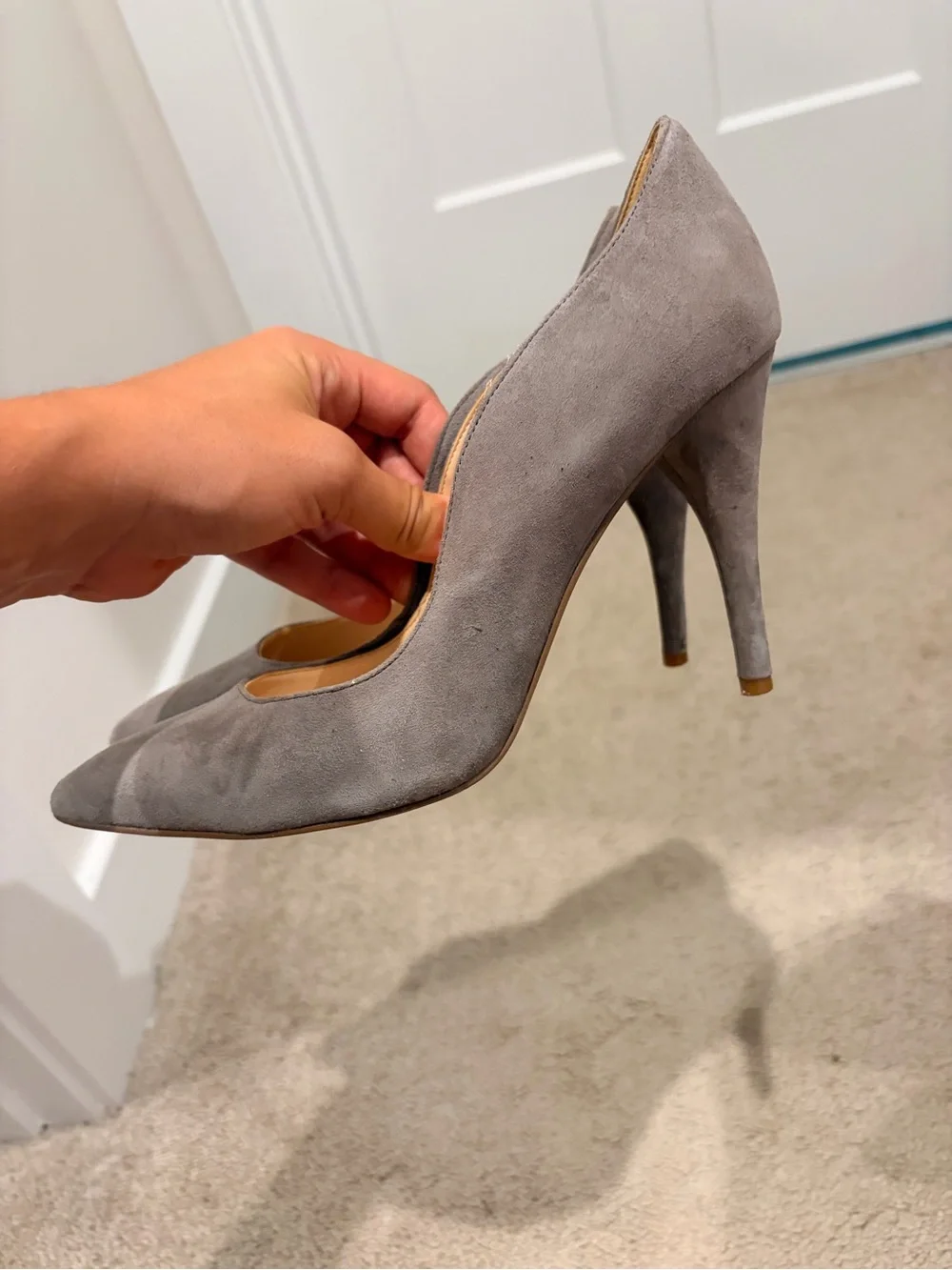 Nine West Gray Suede Pointed Toe Heels